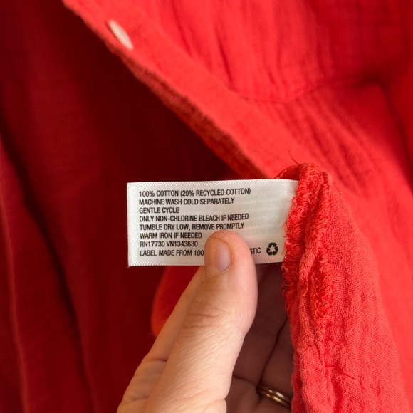 Universal Thread Coral Button Front Shirt 100% Cotton Gauze - Picture 5 of 6